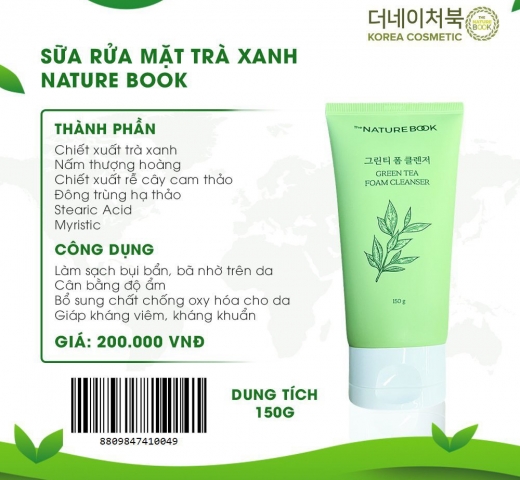 Sữa rửa mặt trà xanh The Nature Book Green Tea Foam Cleanser