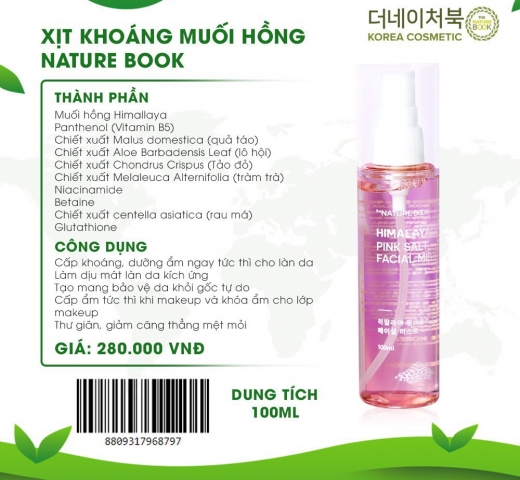 Xịt Khoáng Muối Hồng Himalaya The Nature Book Hàn Quốc