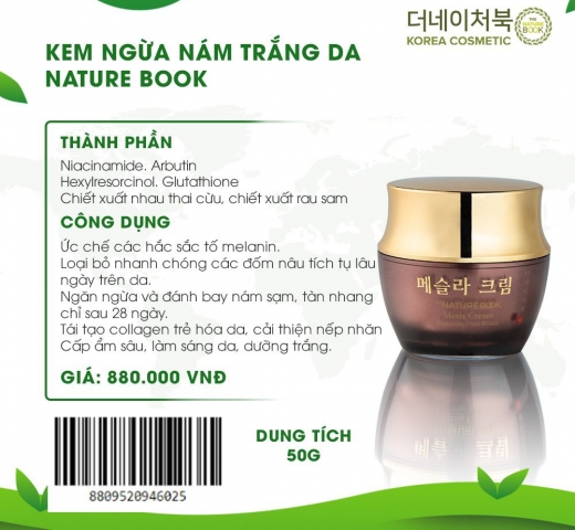 Kem Ngừa Nám Dưỡng Trắng Da Nature Book Mesla Cream